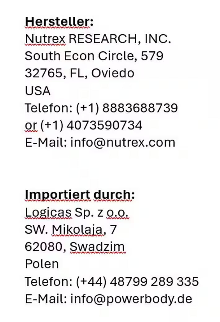 Kontaktinformationen Hersteller und Importeur Nahrungsergänzungsmittel, Adressen und Telefonnummern