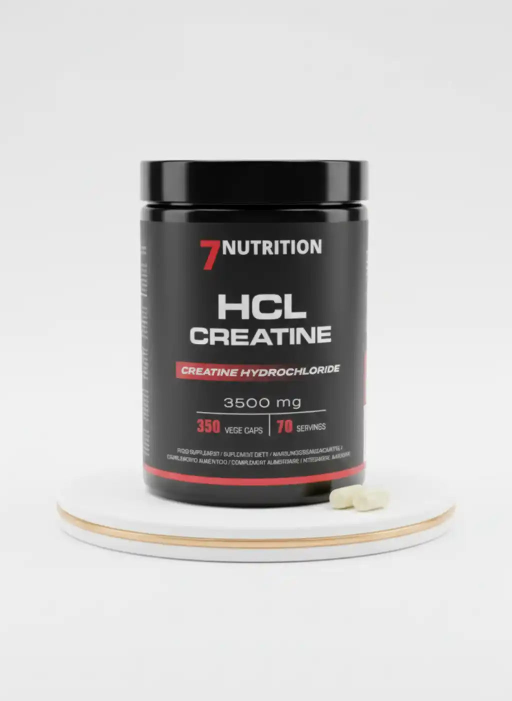 HCL Creatine 3500 mg von 7Nutrition – 350 Veggie-Kapseln für 70 Portionen, Nahrungsergänzungsmittel