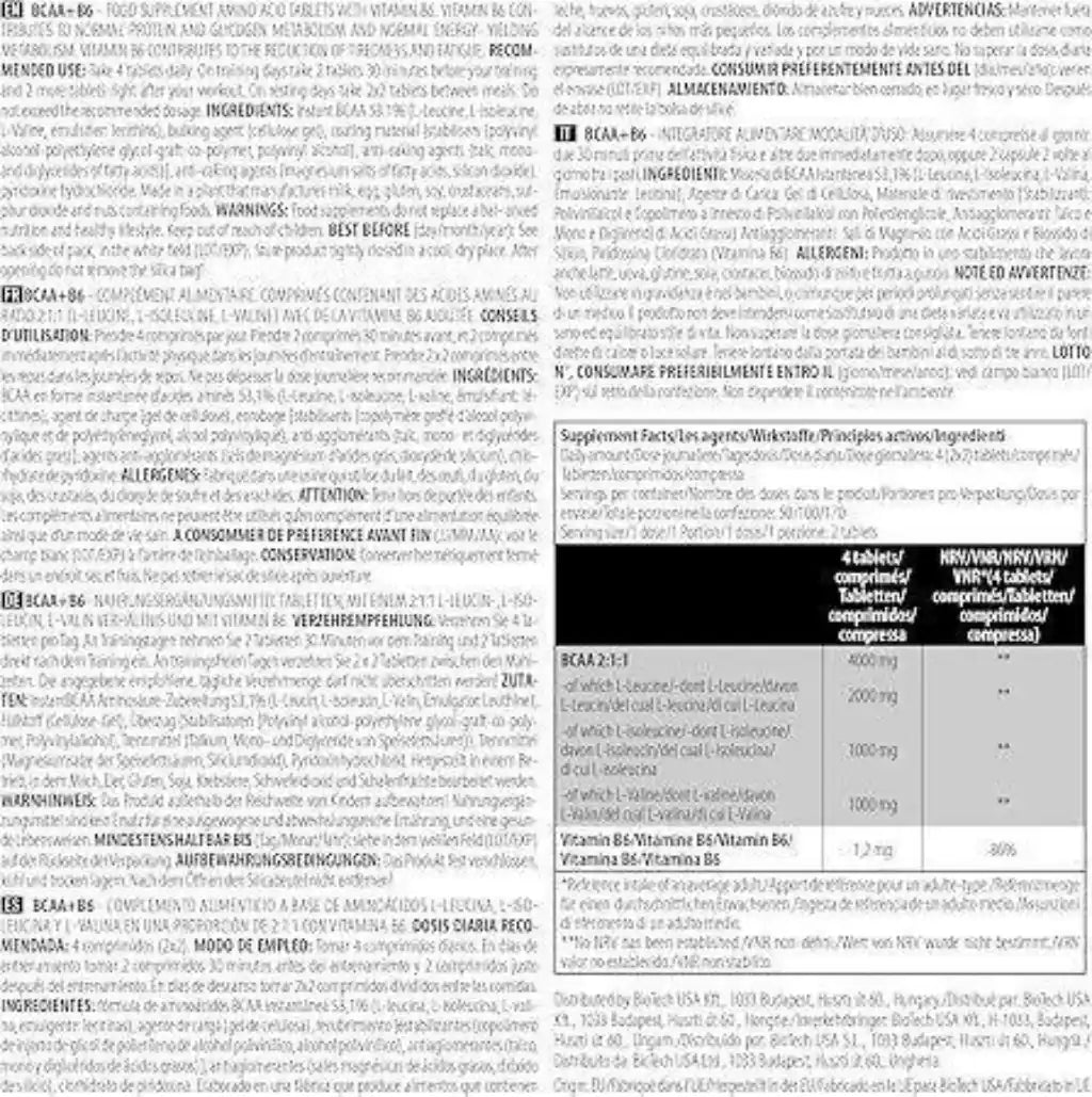 BioTech USA BCAA + B6 Tabletten 200 Stück
