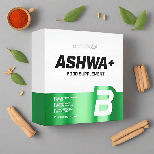 Ashwa+ Nahrungsergänzungsmittel mit Ashwagandha, Panax Ginseng & grünem Tee Extrakt