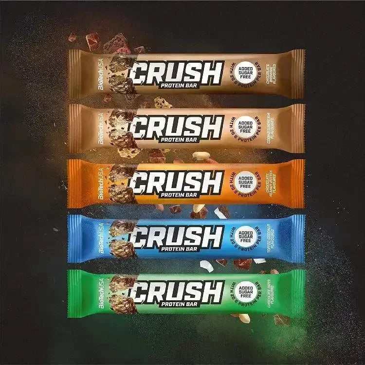 BiotechUSA Crush Protein Bar, fünf Geschmacksrichtungen, proteinreich und zuckerfrei