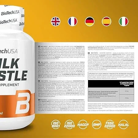 BioTech USA Milk Thistle Leber Support 60 Kapseln - Supplement Support