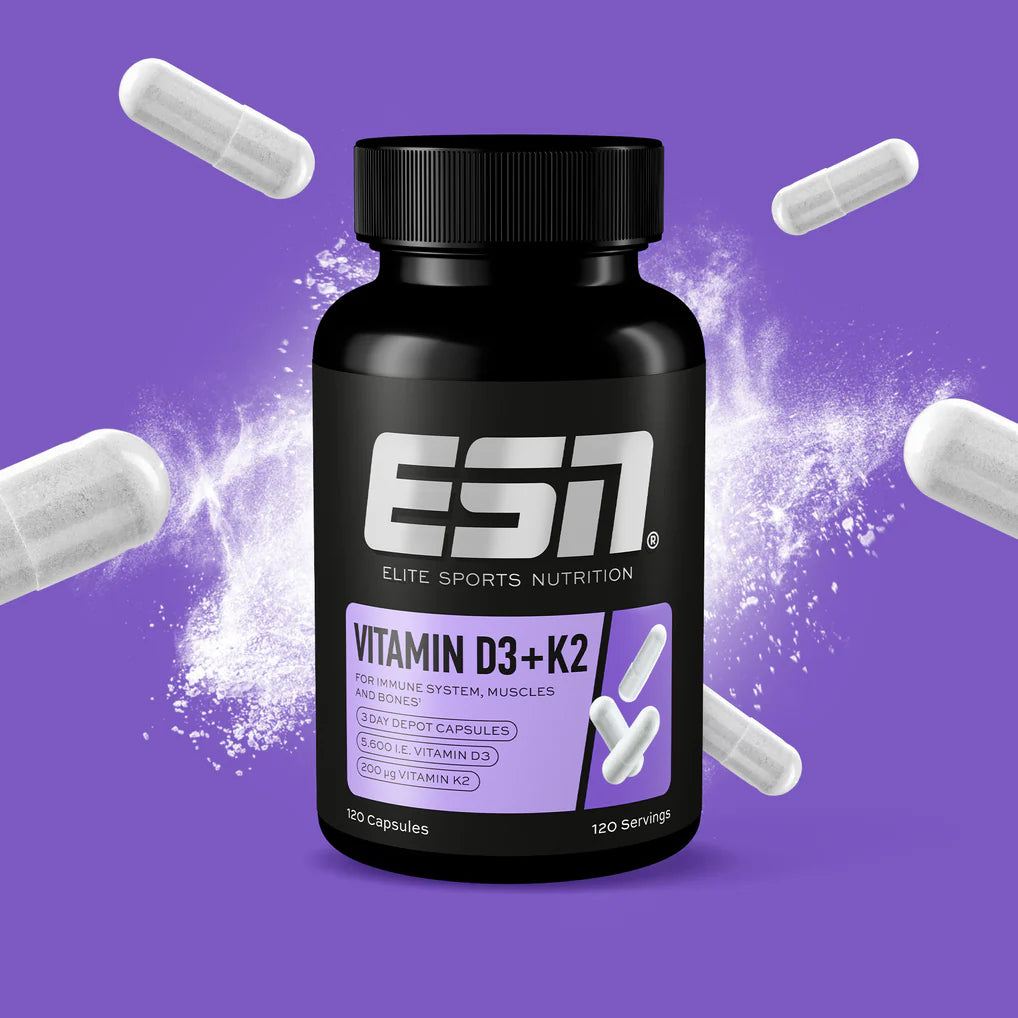Vitamin D3 + K2 Kapseln von ESN für Immunsystem, Muskeln und Knochen – 120 Servings