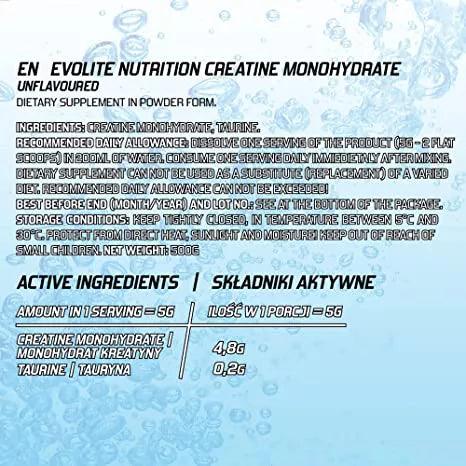 Evolite Creatine Monohydrate 500g - Supplement Support