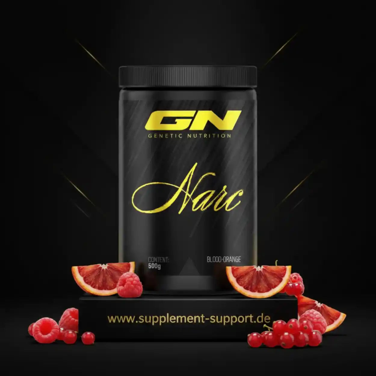 GN Genetic Nutrition Narc Blood-Orange 500g mit Beeren und Orangenscheiben