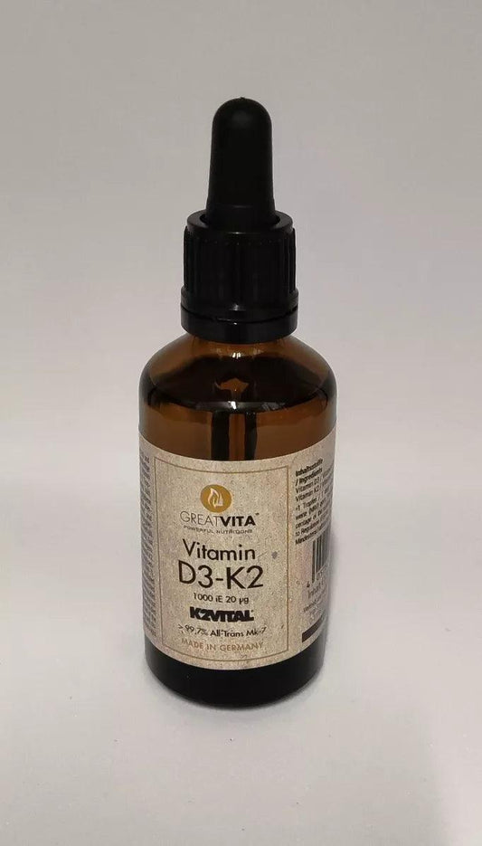 GreatVita Vitamin D3 + K2 Drops 50ml - Supplement Support