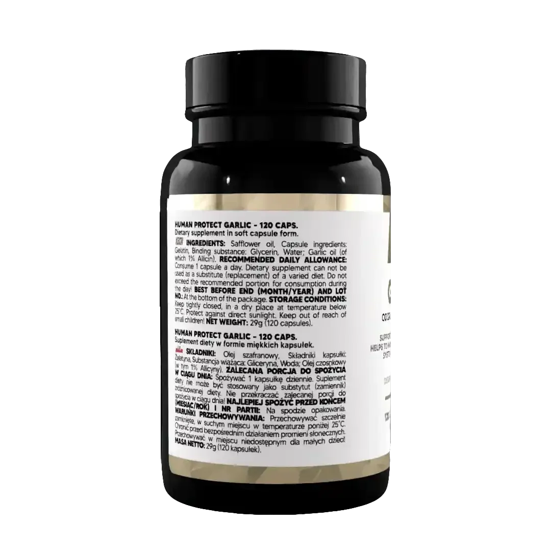 Human Protect Garlic 120 Kapseln – Nahrungsergänzung mit Knoblauchöl, ideal für Immunsystem und Gesundheit