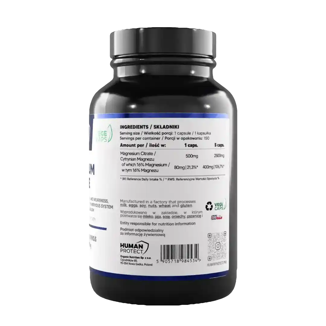 Magnesium Citrat 150 caps. 500mg - Supplement Support