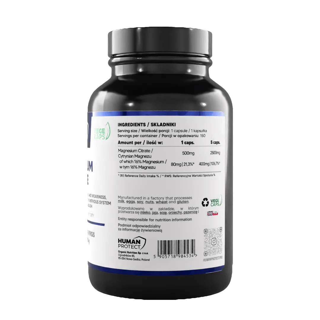 Magnesium Citrate 150 caps. 500mg - Supplement Support