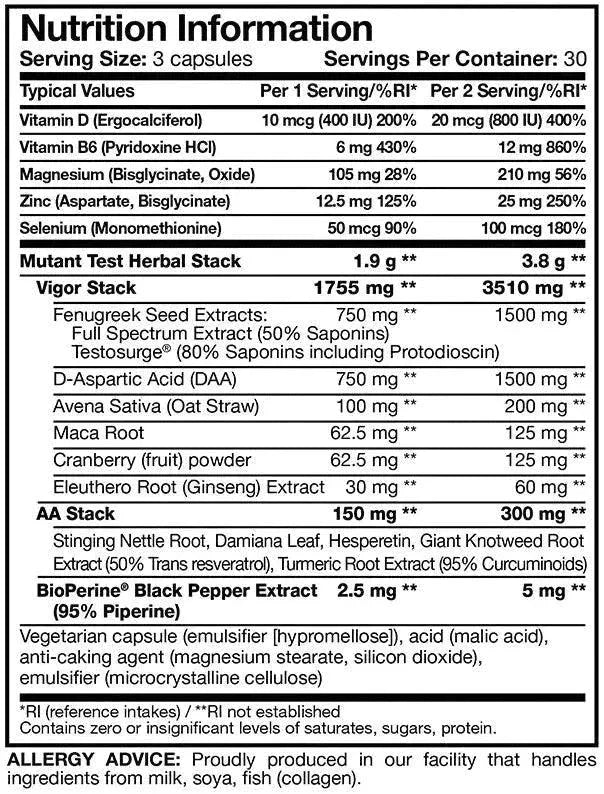 MUTANT TEST 90Caps - Supplement Support
