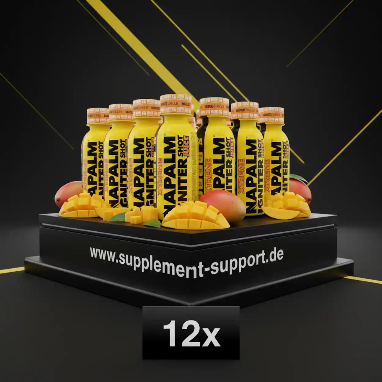 12x Napalm Igniter Shot Mango, hochwertige Nahrungsergänzungsmittel für Sportler, ideal als Booster oder Energiequelle