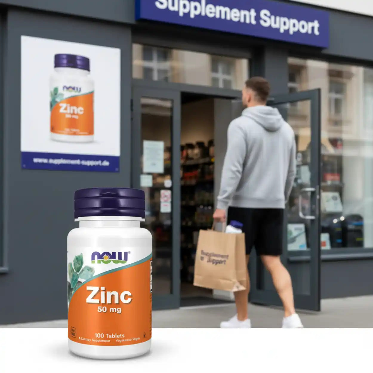 NOW Zinc 50 mg Tabletten vor Supplement Support Shop – Nahrungsergänzung für Sport & Gesundheit