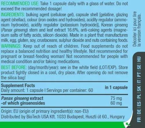 Panax Ginseng 60 Kapseln - Supplement Support