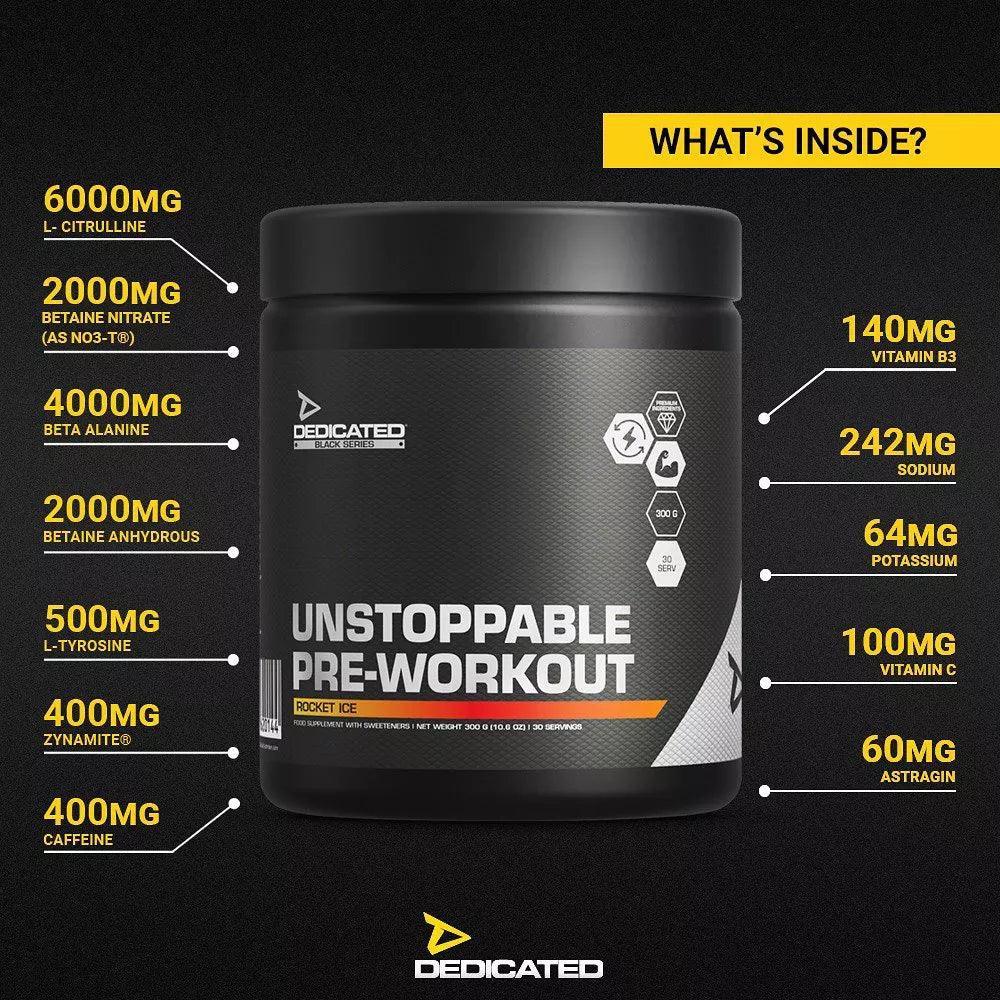 The UNSTOPPABLE Black Edition Pre Workout Booster 300g - Supplement Support