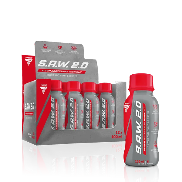 S.A.W. 2.0 Booster Shots 12er Pack, Nahrungsergänzungsmittel, rote Flaschen, Workout