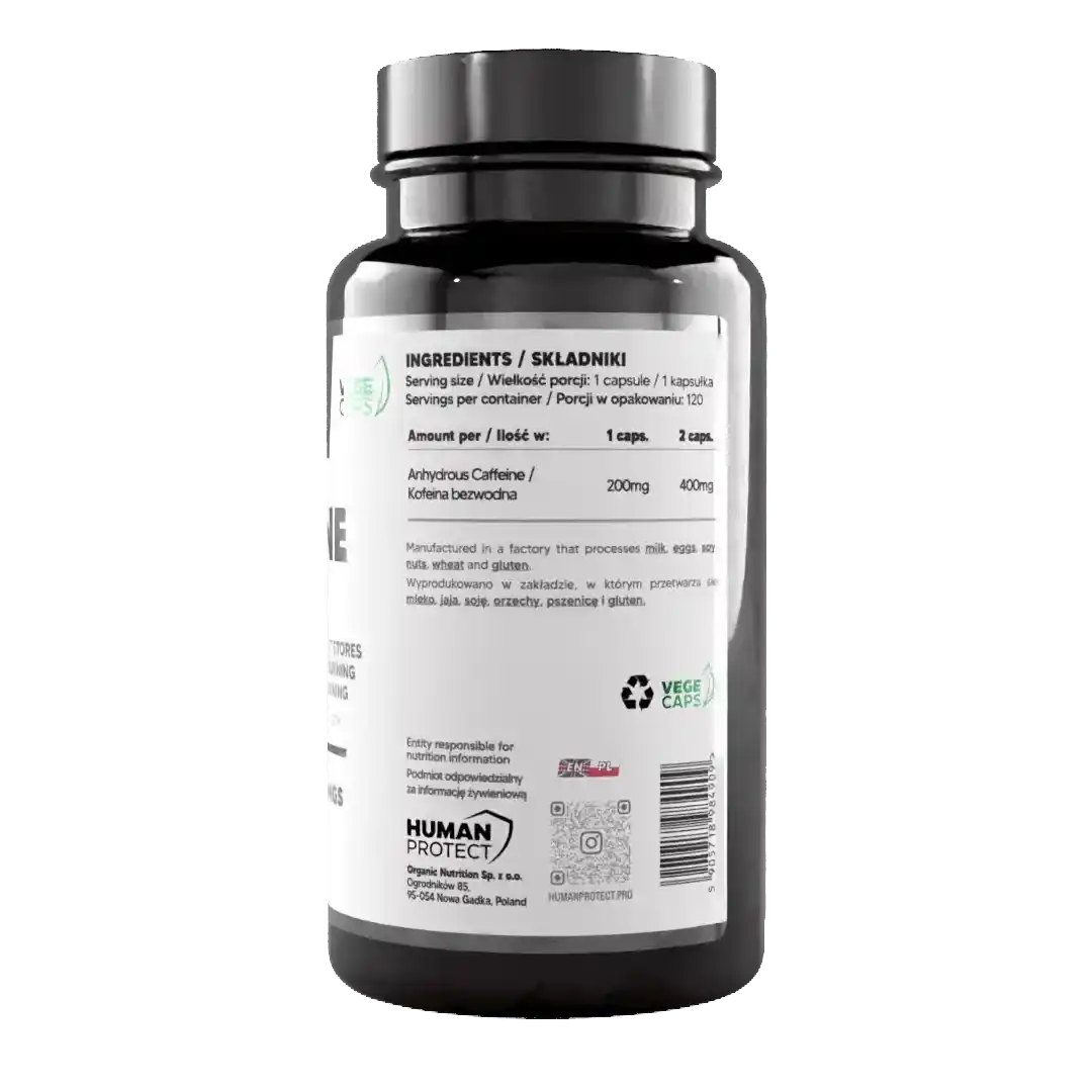 Wasserfreies Koffein, 120 Kapseln. - Supplement Support