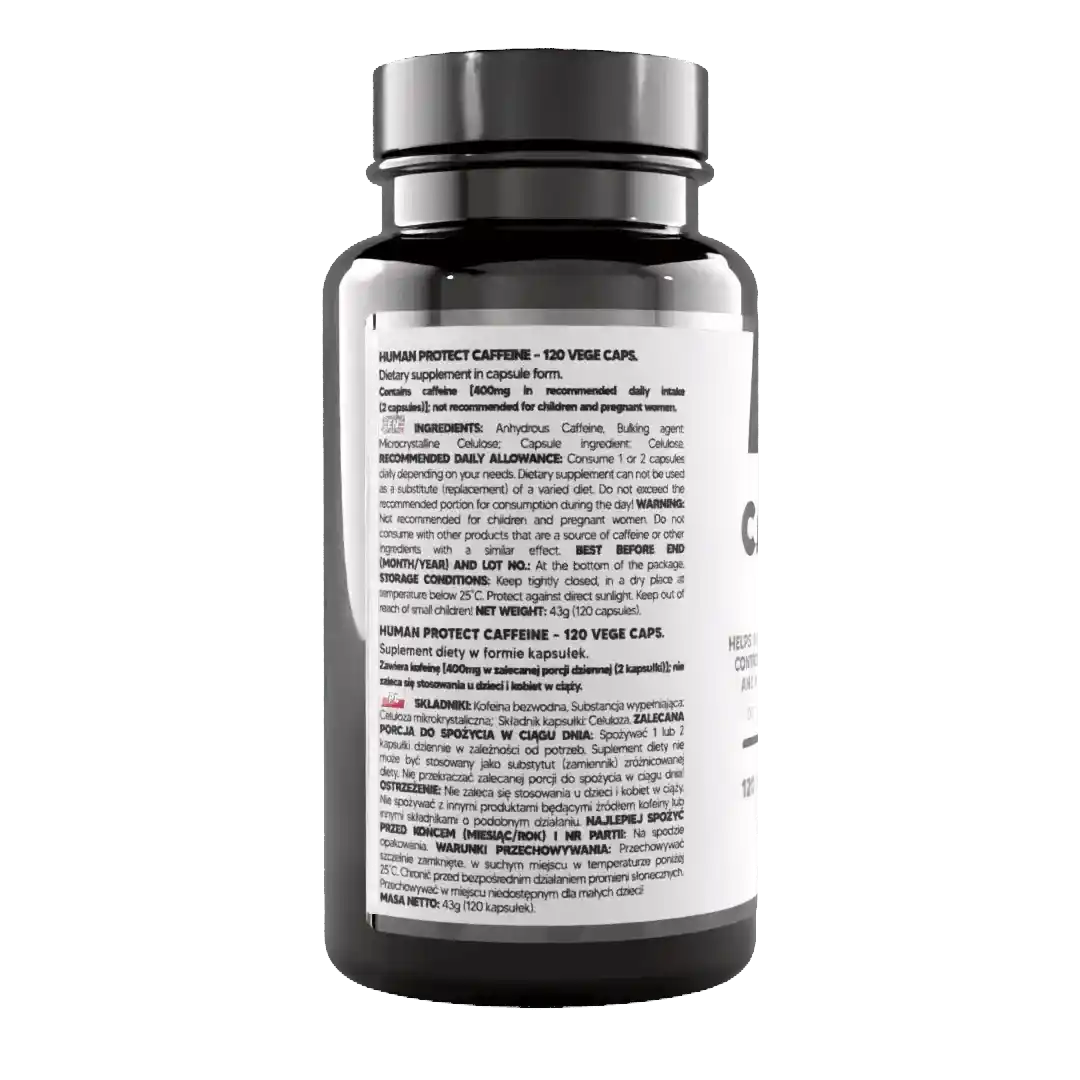 Wasserfreies Koffein, 120 Kapseln. - Supplement Support
