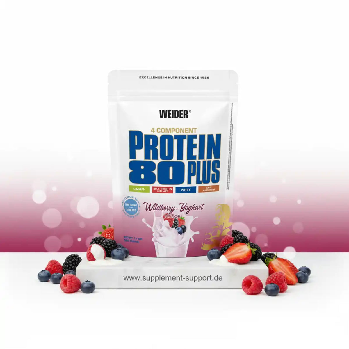Weider Protein 80 Plus Wildberry-Joghurt, 4-Komponenten-Proteinpulver mit Beeren und Joghurt