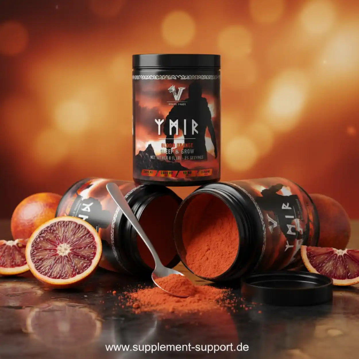 Ymir Blood Orange Sleep & Grow Nahrungsergänzungsmittel mit Protein und Vitaminen