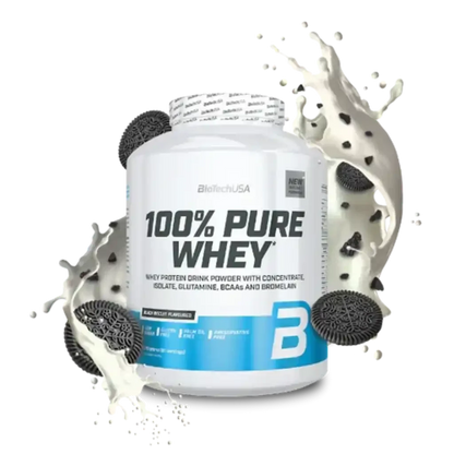 BioTechUSA 100% Pure Whey Protein Pulver 2270g, Cookies und Milch Spritzer, Fitness Supplement