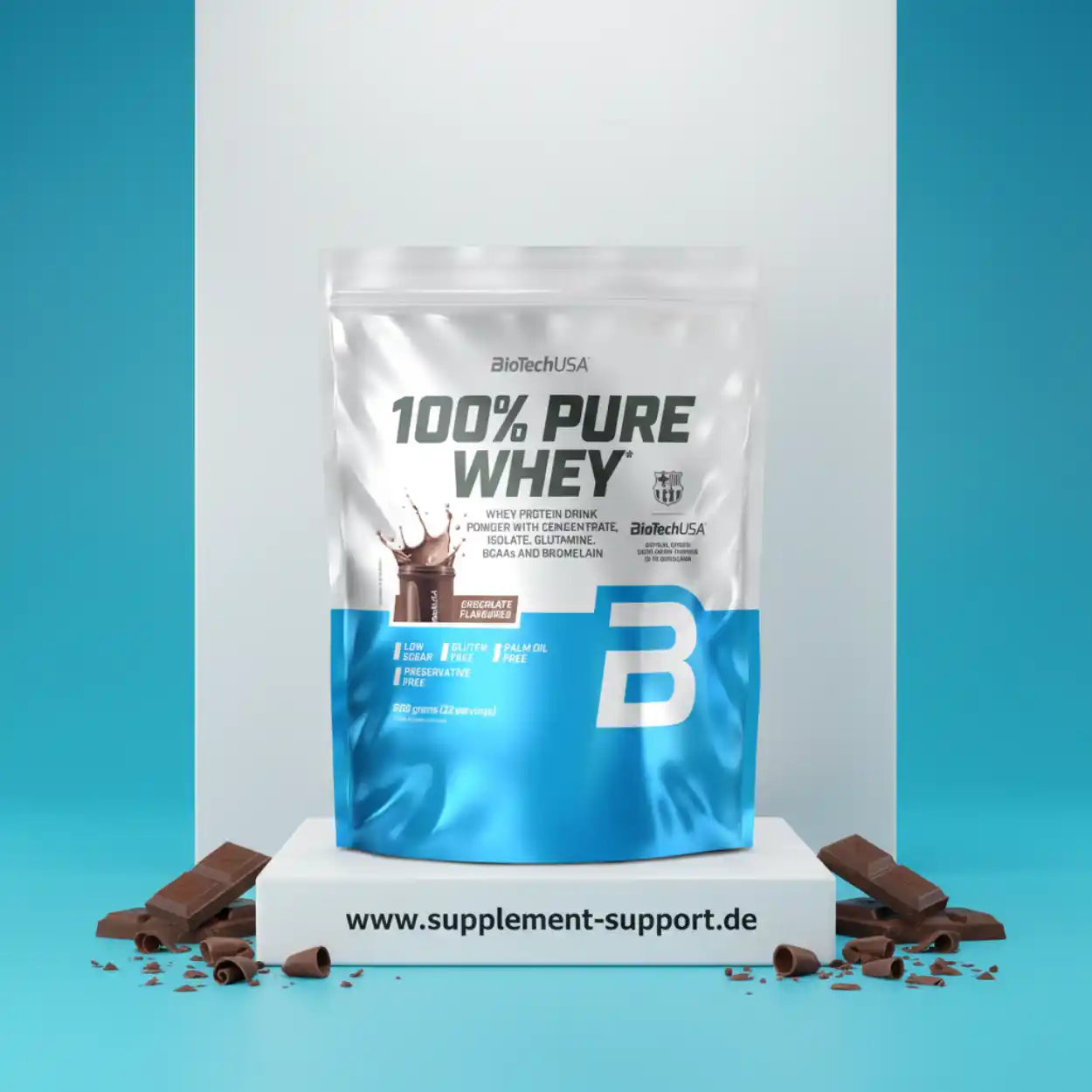 BioTechUSA 100% Pure Whey Protein Schokolade – Eiweißpulver für Sportler, glutenfrei, low sugar