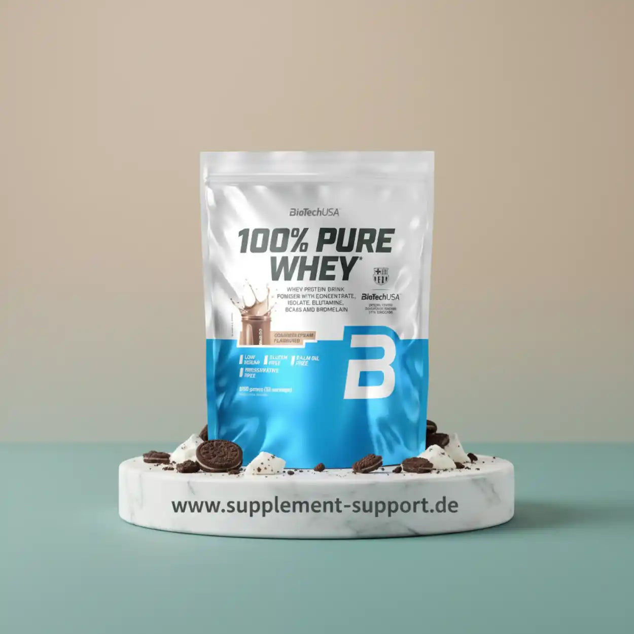 BioTechUSA 100% Pure Whey Protein Pulver, Schokoladenkeks-Geschmack, ideal für Sportler und Fitness-Enthusiasten