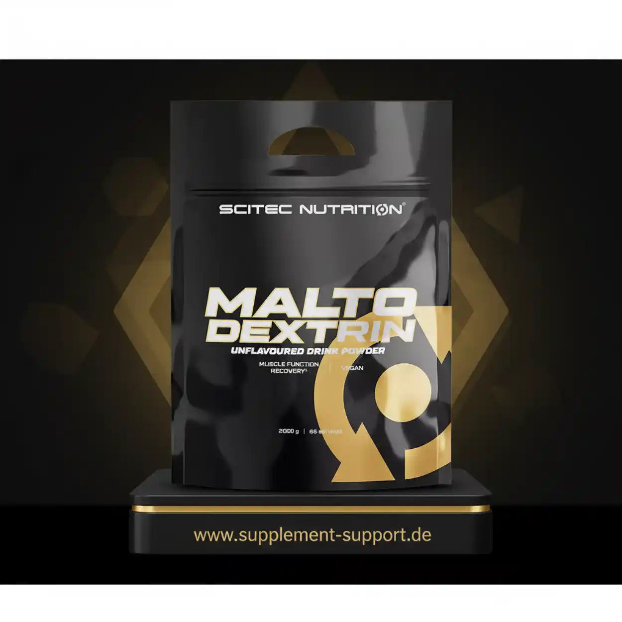 Scitec Nutrition Maltodextrin Pulver für Sportnahrung, 2000g, auf schwarzem Podest bei Supplement Support