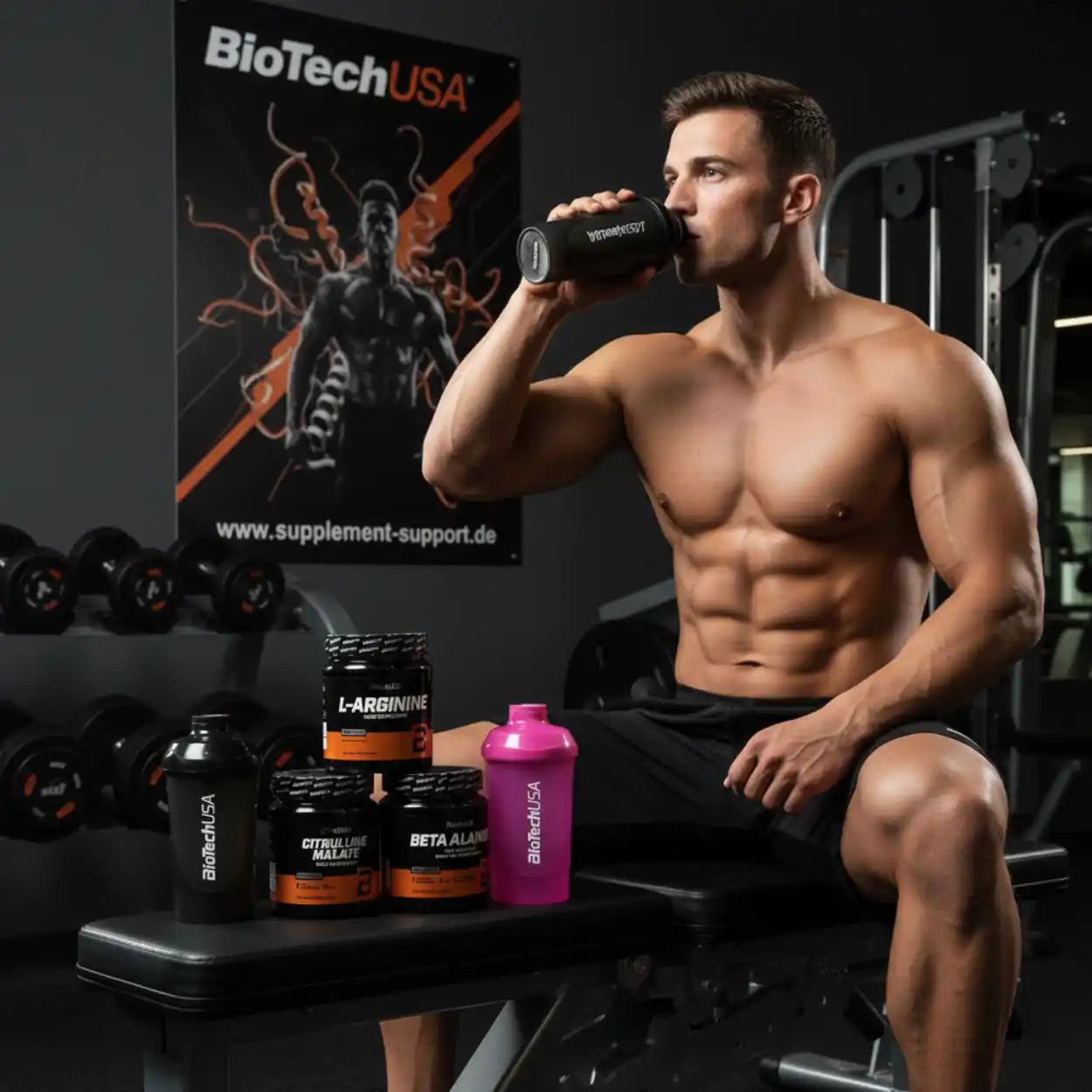 Pre Workout Pack je 300g Arginine, Citrullin, Beta Alanine + 2 Shaker