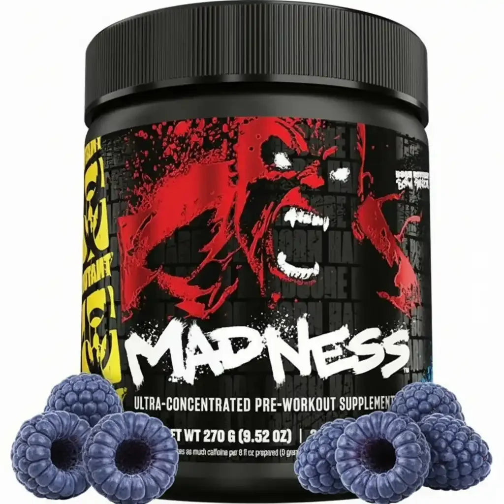 Madness Pre-Workout Supplement mit Himbeeren, ultra-konzentriert für Sport und Fitness