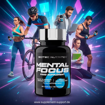 Mental Focus Nahrungsergänzungsmittel für Konzentration, Sport und Leistung, mit Sportlern