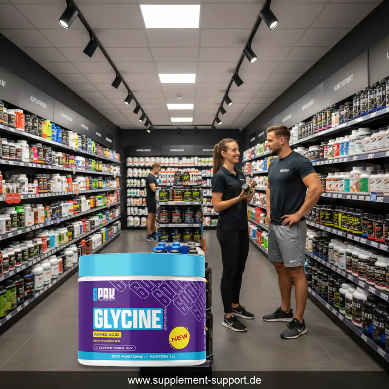 Glycin Aminosäure Supplement im Fitnessshop, ideal für Sportler und Muskelaufbau
