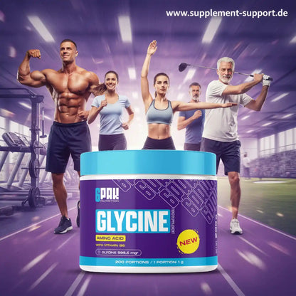 Glycin Aminosäure Supplement mit Vitamin B6, 200 Portionen – ideal für Sportler und Fitness-Enthusiasten