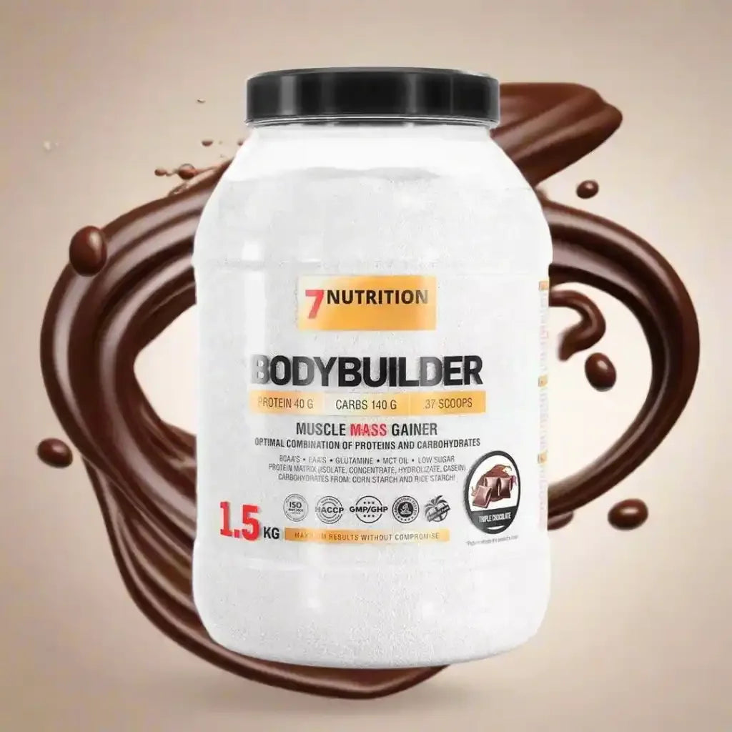 7Nutrition Bodybuilder Mass Gainer 1500g Dose Triple Chocolate vor Schokoladenwirbel