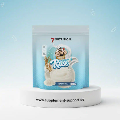 7Nutrition Choco Rice Cream of Rice Nahrungsergänzungsmittel, 1000g Beutel auf weißem Podest