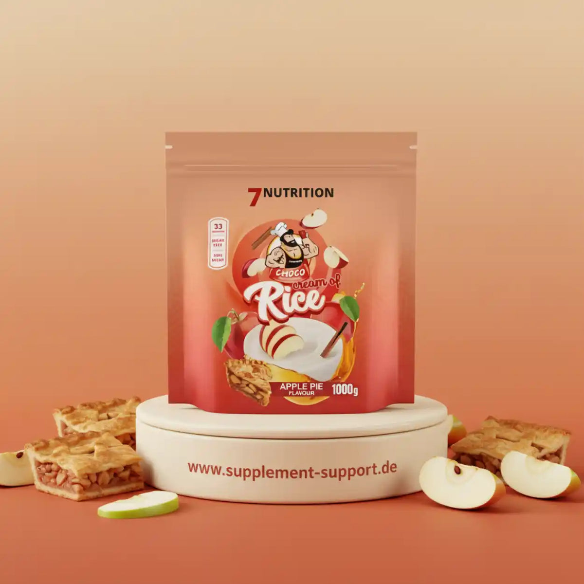 7Nutrition Cream of Rice in Apfelkuchen-Geschmack mit Apfelstücken und Kuchenstücken