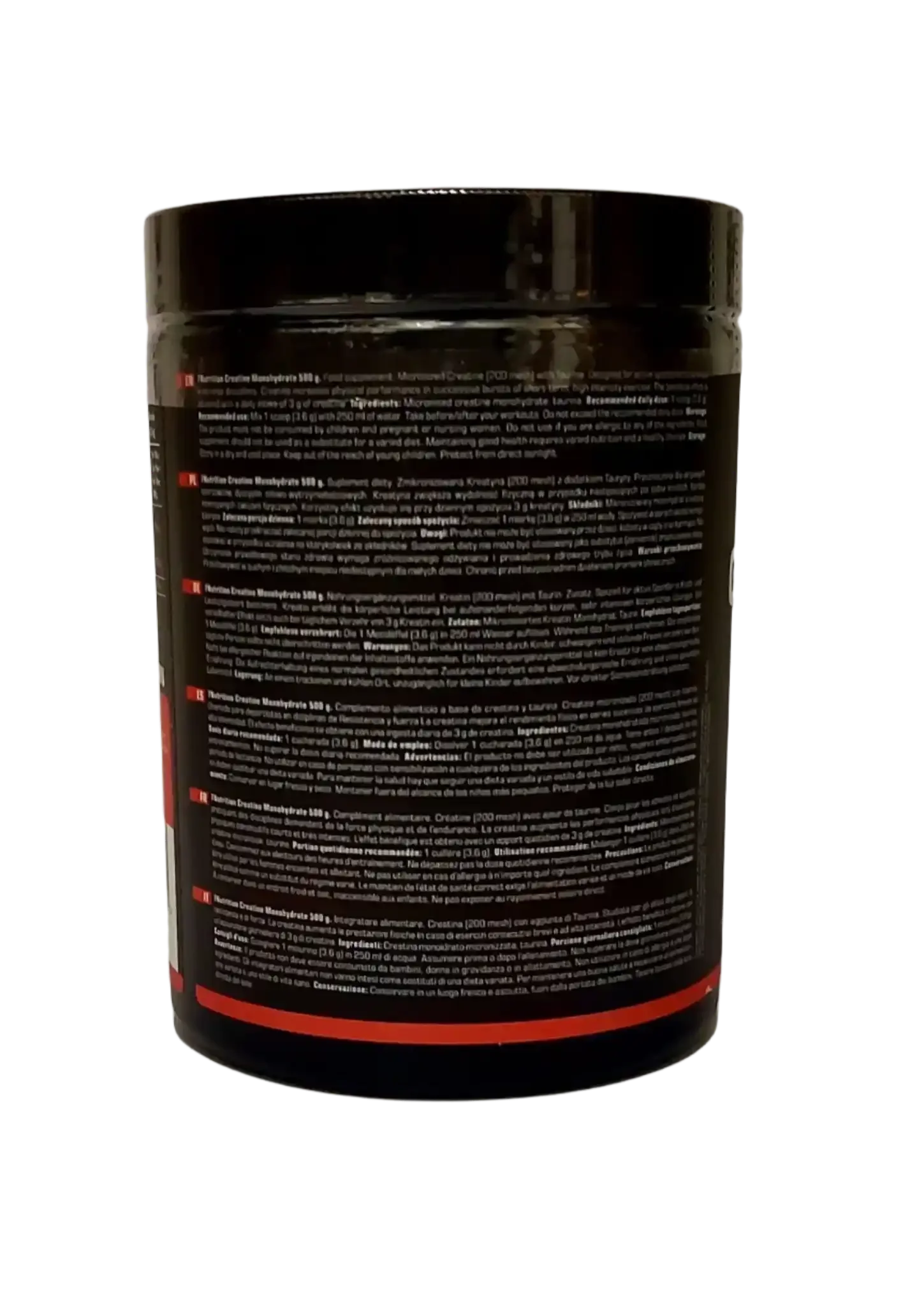 Kreatin-Monohydrat Nahrungsergänzungsmittel für Sportler, hochdosiert, mit Taurin, 500g Dose