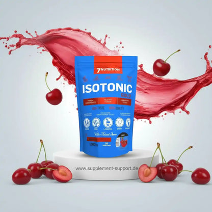 7Nutrition Isotonic Gold Sportgetränk in Kirschgeschmack mit spritzenden Kirschen