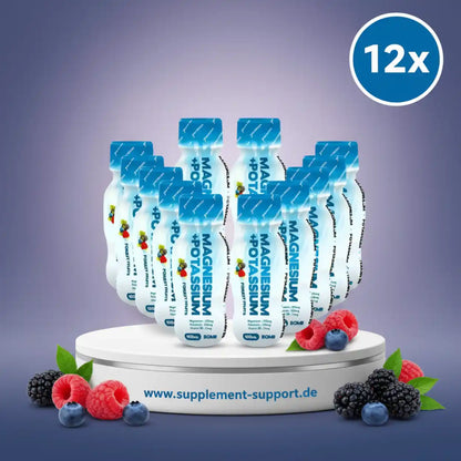 12 Packungen Magnesium und Potassium Nahrungsergänzungsmittel mit Waldfrüchten