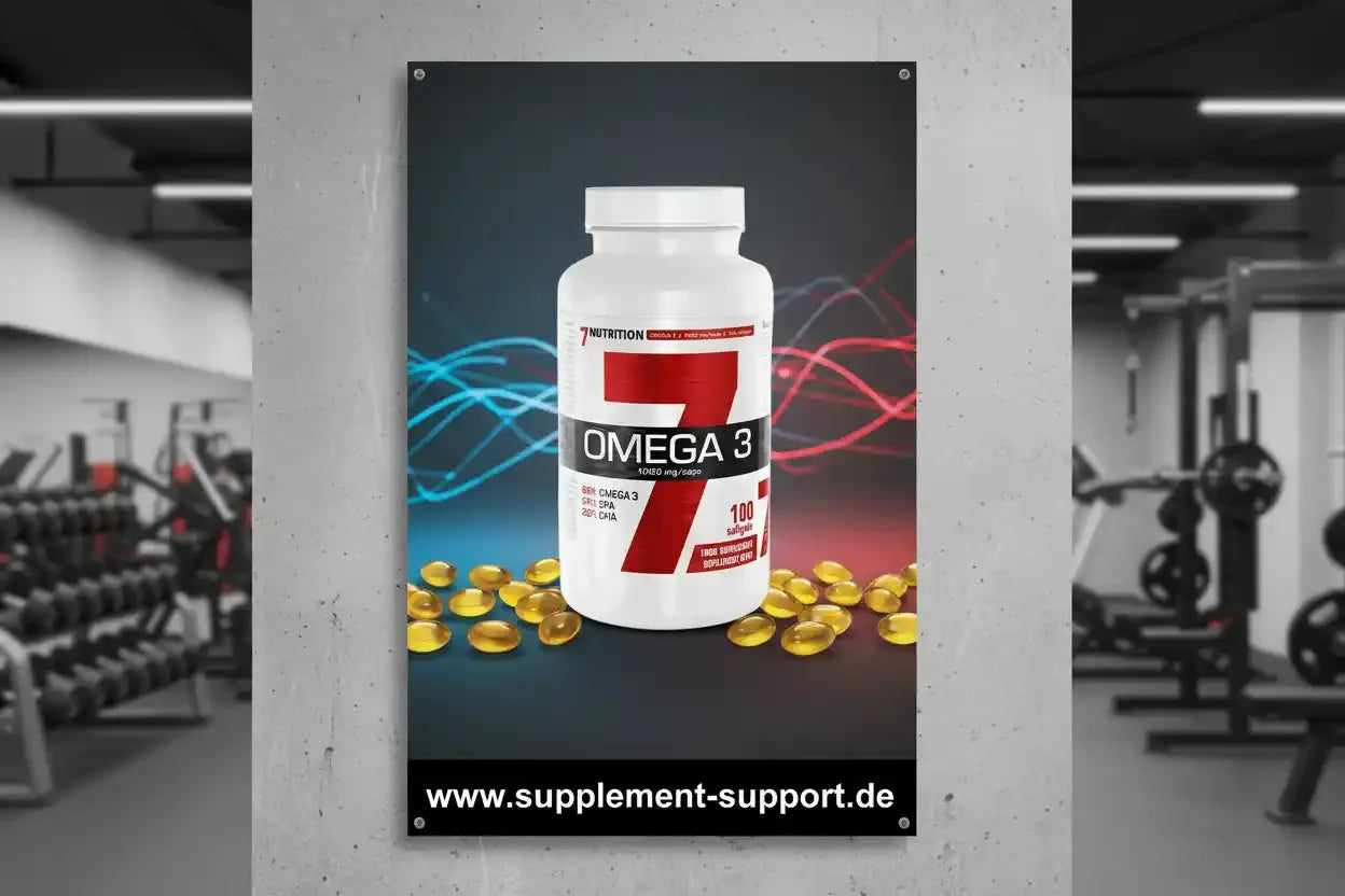 Omega-3-Kapseln von 7 Nutrition im Fitnessstudio – Nahrungsergänzung für Sportler und Gesundheit