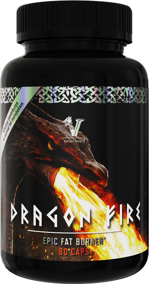 Schwarze Dose Dragon Fire Epic Fat Burner mit Drachenmotiv und 90 Kapseln, Nahrungsergänzung.