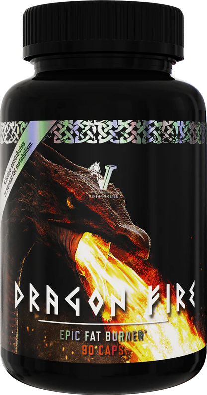 Schwarze Dose Dragon Fire Epic Fat Burner mit Drachenmotiv und 90 Kapseln, Nahrungsergänzung.
