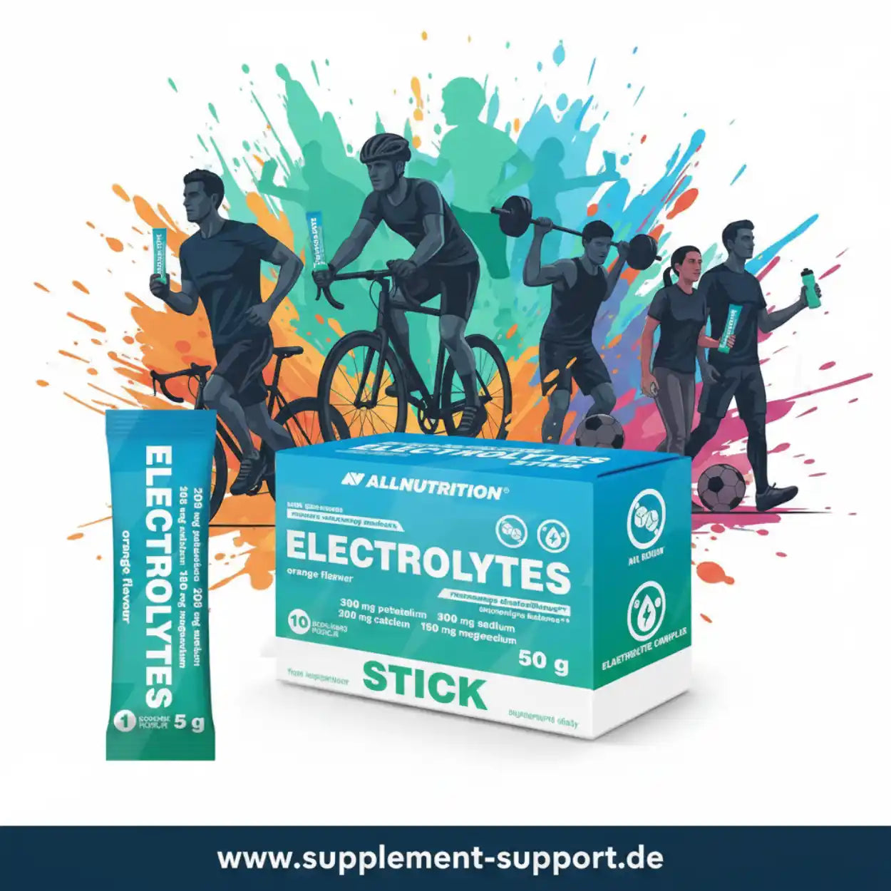 Elektrolyt-Sticks für Sportler mit Orange-Geschmack, ideal für Fitness und Training