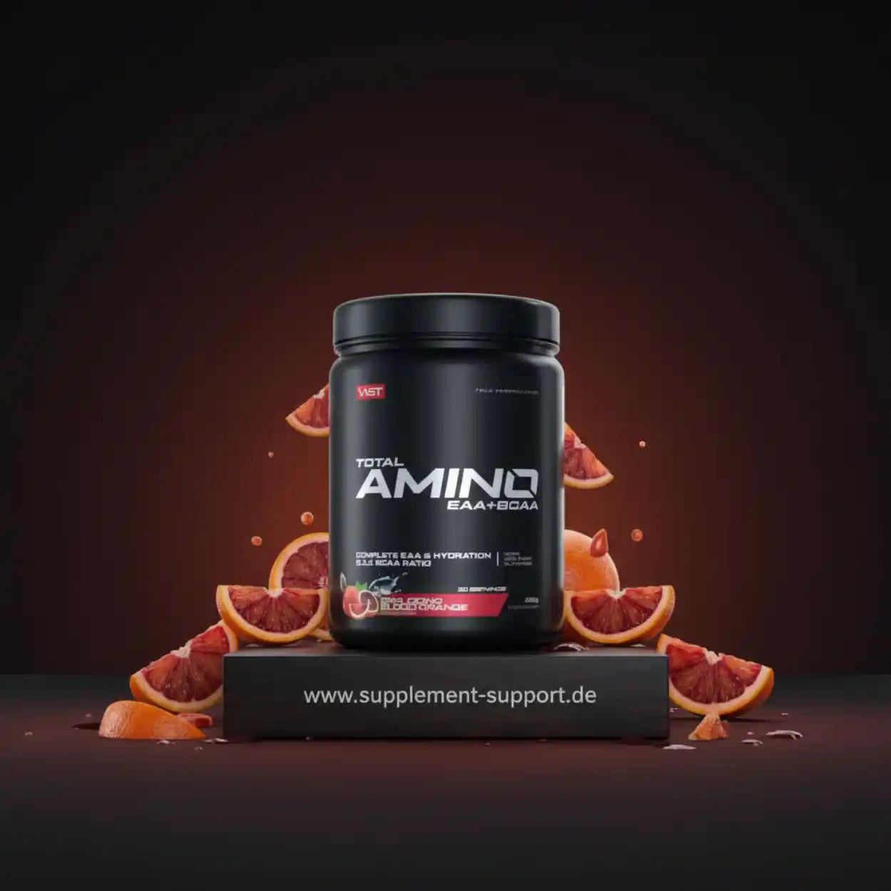Total Amino EAA+BCAA Nahrungsergänzung mit Blutorange-Geschmack, ideal für Sportler und Fitness