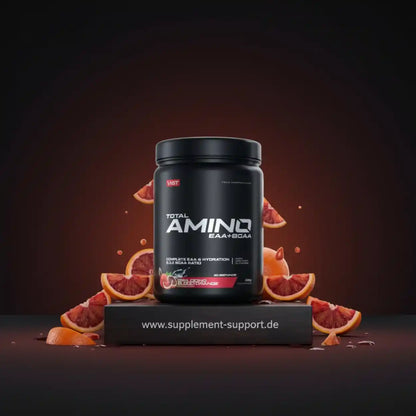 Total Amino EAA+BCAA Nahrungsergänzung mit Blutorange-Geschmack, ideal für Sportler und Fitness