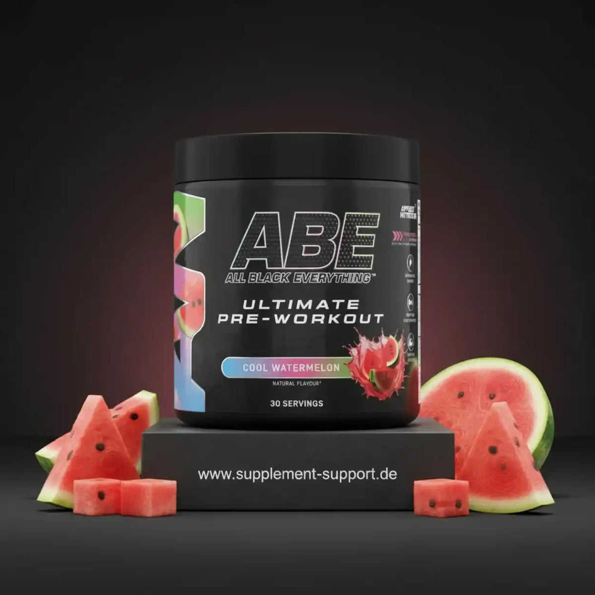 ABE Ultimate Pre-Workout Booster im Geschmack Cool Watermelon mit Wassermelonenstücken