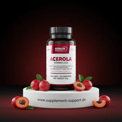 Acerola Vitamin C 25% Kapseln für Immunsystem und Haut, 100 Stück