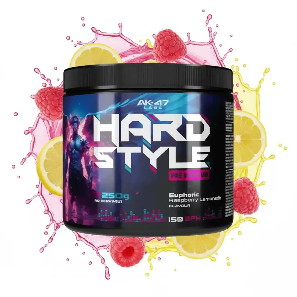 AK-47 Labs Hard Style Pre Workout in Euphoric Raspberry Lemonade Geschmack mit Beeren und Zitrone