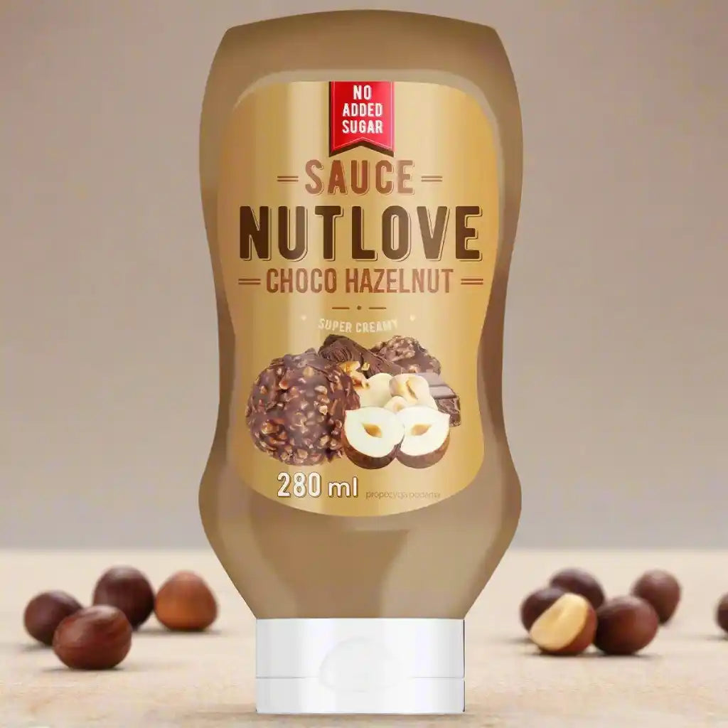 Nutlove Choco Hazelnut Sauce, 280 ml, ohne zugesetzten Zucker, super cremig mit Haselnüssen