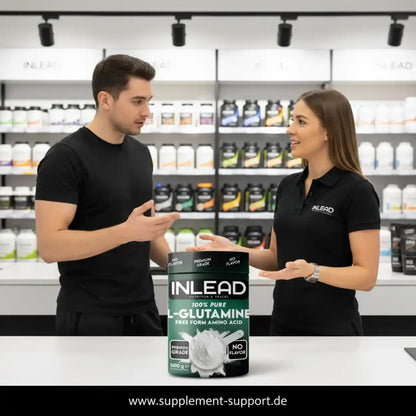 INLEAD L-Glutamin Aminosäure Pulver, 500g, Premium Grade, ohne Geschmack, in Sportnahrungsladen