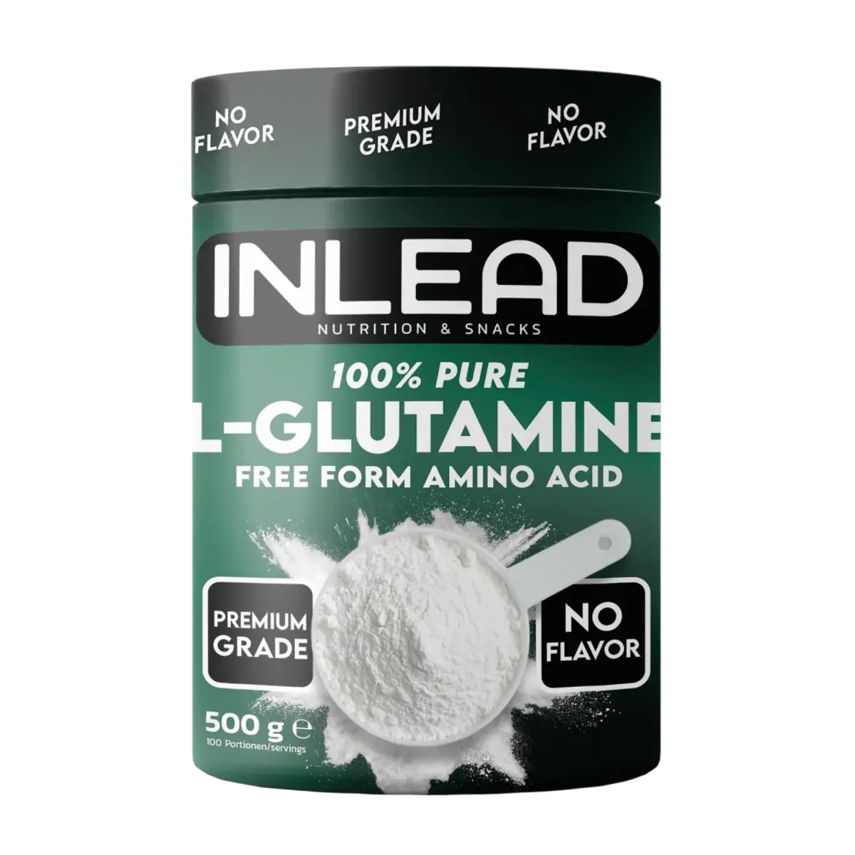 INLEAD 100% reines L-Glutamin Pulver, Premium Grade, ohne Geschmack, 500g Aminosäure für Sport & Fitness
